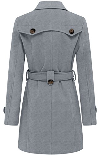 Women's Double Breasted Pea Coat Winter Mid-Long Trench Coat with Belt