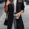 Women Plaid Shacket Jacket Trendy Fall Casual Button Wool Blend Tartan Trench Coat Winter Clothing with Pockets