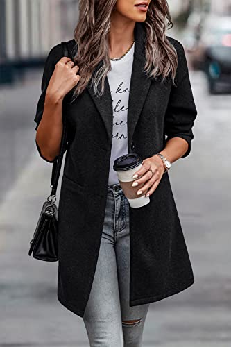 Women Plaid Shacket Jacket Trendy Fall Casual Button Wool Blend Tartan Trench Coat Winter Clothing with Pockets