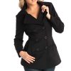Emma Women's Wool Peacoat – Double-Breasted 3/4 Length Overcoat, Stylish & Warm Blazer for Fall & Winter