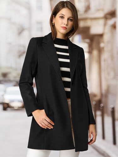 Women's Winter Overcoat Notched Lapel One Buttoned Mid-Length Long Coat