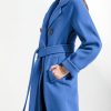 Women's Winter Double Breasted Wool Coat Business Casual Midi Long Winter Trench Coat with Belt