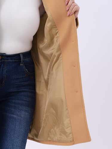 Plus Size Pea Coat for Women Lapel Long Sleeves Single Breasted Overcoat Pockets Winter Outerwear with Belt