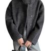 Women Warm Winter Short Wool Pea Coat Stand Collar Crop Wool Blend Jacket Outwear