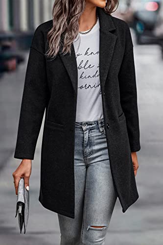 Women Plaid Shacket Jacket Trendy Fall Casual Button Wool Blend Tartan Trench Coat Winter Clothing with Pockets