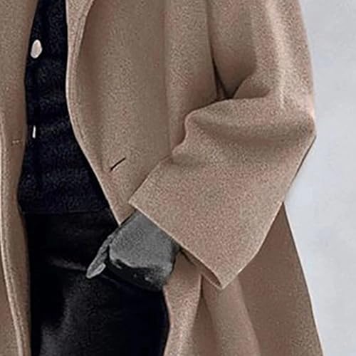 Women's Spring Fall Wool Coat Mid-Long Pea Coats Overcoat for Women Casual Lightweight Hooded Jackets