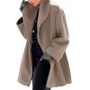 Women's Spring Fall Wool Coat Mid-Long Pea Coats Overcoat for Women Casual Lightweight Hooded Jackets