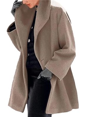 Women's Spring Fall Wool Coat Mid-Long Pea Coats Overcoat for Women Casual Lightweight Hooded Jackets