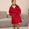 Girls Dress Coat Lapel Wool Blend Long Winter Jackets with Pockets Belt 6-14Y