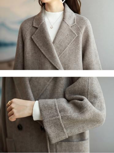 Women Wool Coat Peacoat Jacket Thick Loose Double Breasted Pea Coat Woolen Winter Overcoat