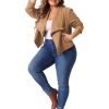 Plus Size Faux Suede Jacket for Women Lapel Long Sleeve Open Front Cardigans Outerwear Jackets