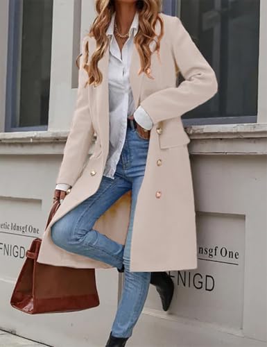 Womens Long Wool Coat for Women Fall Winter Trench Coat Trendy Jackets