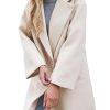 Women's Winter Wool Coat Notch Lapel Single Breasted Casual Mid Long Pea Trench Coat