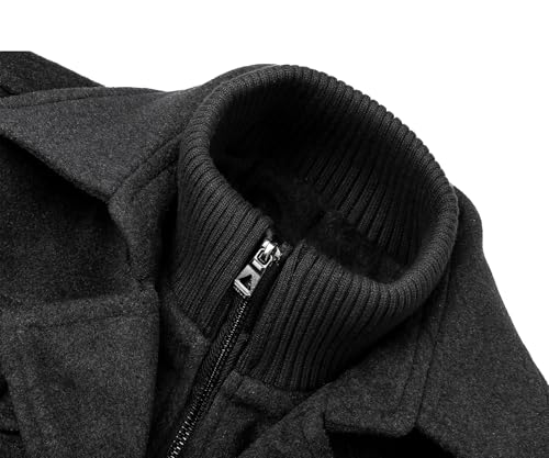 Men's Pea Coat Wool Jacket Windbreaker Single Breasted Winter Coat