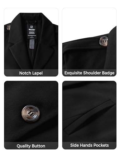 Women's Plus Size Pea coat Oversized Notched Lapel Peacoat Jacket