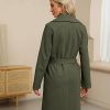 Women's Trench Coat Long Wool Blend Pea Coat Winter Casual Overcoat Notched Lapel Collar Belted Long Jacket Outerwear