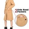 women's Notch Lapel Double Breasted Wool Blend Peacoat Mid-Long Fall Winter Essential Trench Coat