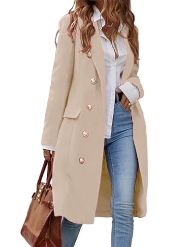 Womens Long Wool Coat for Women Fall Winter Trench Coat Trendy Jackets