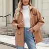 2025 Winter Elegant Womens Pea Coat Mid Long Wool Coat Wool Blend Trench Coat with Pockets