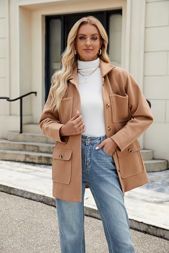 2025 Winter Elegant Womens Pea Coat Mid Long Wool Coat Wool Blend Trench Coat with Pockets