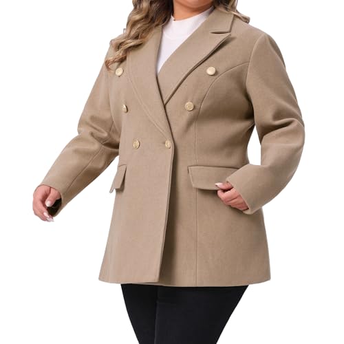 Women's Casual Coat for Women Plus Size Notch Double-Breasted Lapel Jacket Outwear Winter Coats