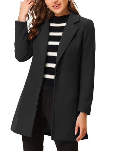 Women's Winter Overcoat Notched Lapel One Buttoned Mid-Length Long Coat