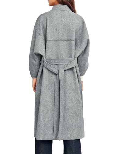 Womens Long Pea Coats Oversized Wrap Wool Blend Trench Coats Winter Open Front Cardigan Overcoats