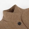 Women's Casual Thicken Single Breasted Pea Coat Stand Collar Mid Long Wool Coats with Pockets