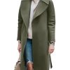 Women's Trench Coat Long Wool Blend Pea Coat Winter Casual Overcoat Notched Lapel Collar Belted Long Jacket Outerwear