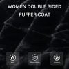 Women Double Sided Faux Fur Jacket Spring and Winter Fashion Reversible Hood Puffer Coat with Fur Collar