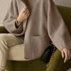 Women's Casual Stand Collar Single Breasted Short Wool Pea Coat Overcoat with Pockets