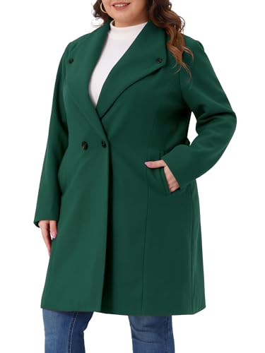 Plus Size Winter Coats for Women Lapel Single Breasted Belted with Pocket Pea Coats Trench Coats