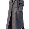 Women's Slouchy Drop Shoulder Double Breasted Maxi Long Wool Pea Coat