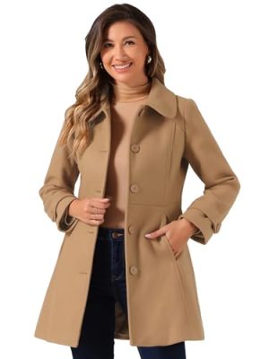 Women's Peter Pan Collar Overcoat Winter Dressy Button Single Breasted Long Coat