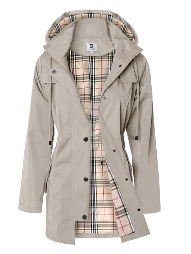 Women's Long Hooded Rain Jacket Outdoor Raincoat Windbreaker