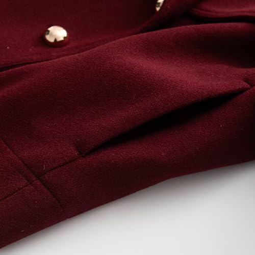 Women's Fall Winter Elegant Short Length Pea Coat,Fashion Oversized Peter Pan Collar Wool Coats for Daily Wear