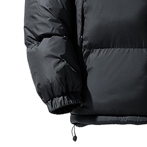 Thicken Warm Bubble Down Jacket for Men Water-Resistant Stand Collar Zipped Puffy Coat Casual Long Sleeve Outwear