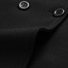 Women's Winter Double Breasted Coat Black Wool Peacoat Long Sleeve Trench Coat