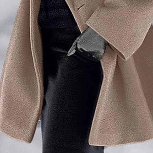 Women's Spring Fall Wool Coat Mid-Long Pea Coats Overcoat for Women Casual Lightweight Hooded Jackets