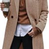 Women's Notch Lapel Double Breasted Trench Coat Peacoat Winter Casual Long Blazer Jacket Overcoat