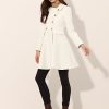 Women's Turn Down Collar Double Breasted Trendy Outwear Swing Winter Pea Coat