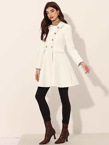 Women's Turn Down Collar Double Breasted Trendy Outwear Swing Winter Pea Coat