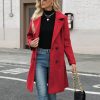 Women Winter Wool Blend Camel Mid-Long Coat Notch Double-Breasted Lapel Jacket Outwear