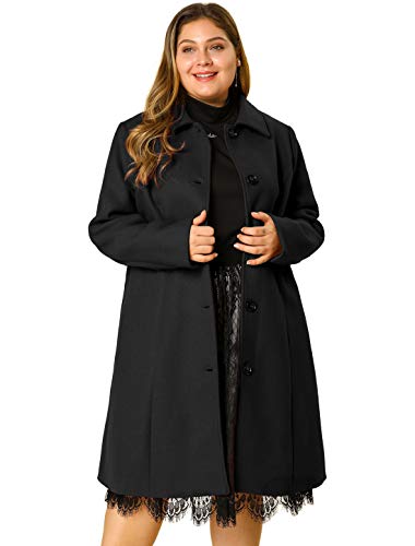 Women's Plus Size Single Breasted Belted Winter Long Coat