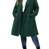 Plus Size Long Coats for Women Notched Lapel Winter Warm Double Breasted Coat