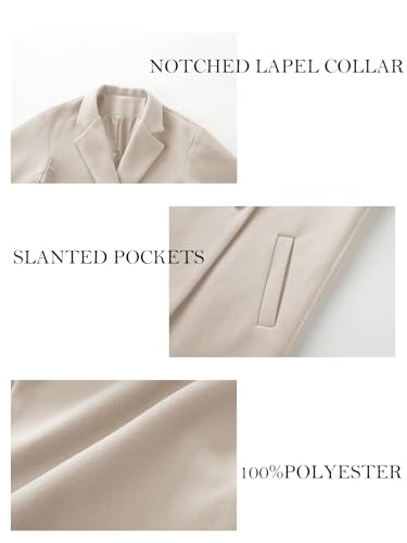 Women's Winter Wool Coat Notch Lapel Single Breasted Casual Mid Long Pea Trench Coat