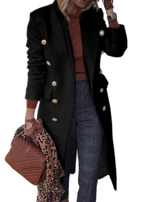 Long Wool Coats for Women Fall Winter Trench Coat Double Breasted Dressy Jackets