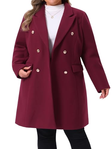 Womens Plus Size Winter Pea Coat Double Breasted Notch Lapel Long Trench Coats Jackets Trendy Dressy 2025