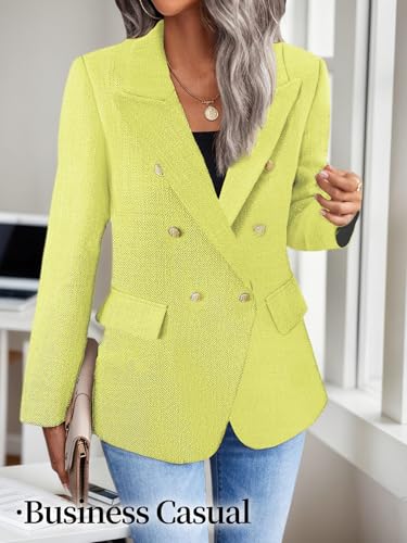 2025 Fall Women's Tweed Plaid Blazer Jacket - Fully Lined Fashion Business Casual Lapel Elegant Coat with Pockets