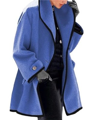 Women's Spring Fall Wool Blend Pea Coats Open Front Cardigans Hooded Jackets Lightweight Casual Trench Coat